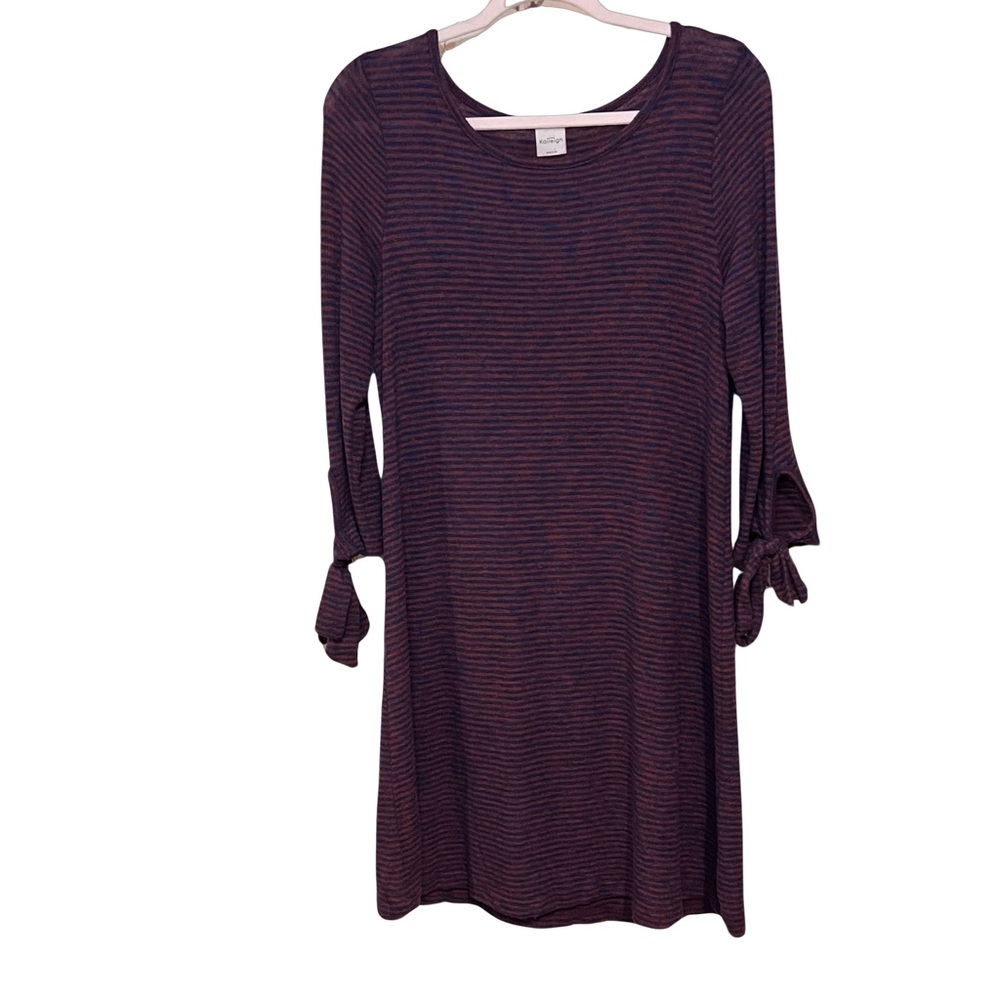 Kaleigh soft stretch striped 3/4 sleeve shirt dress